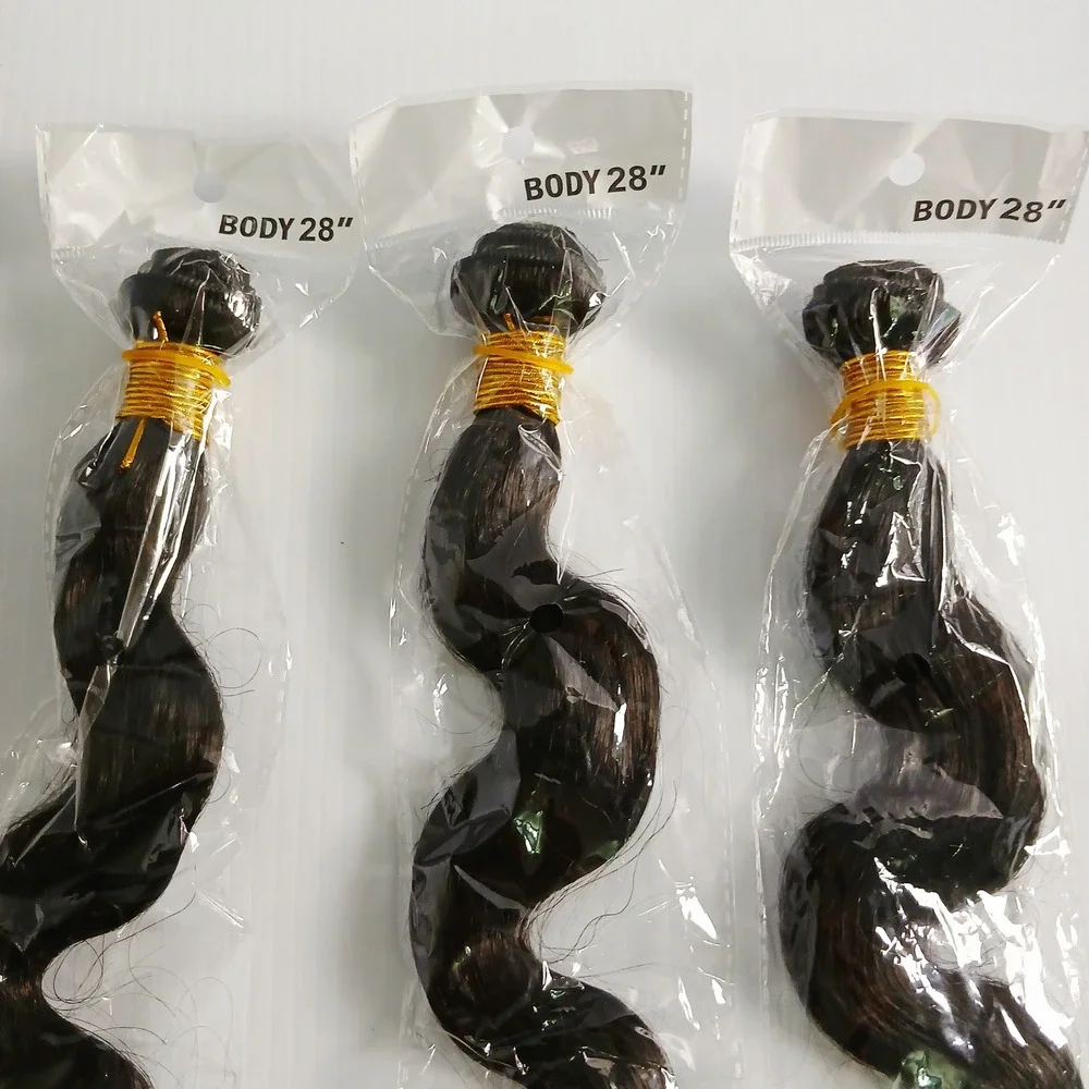3 Pack 28 Inch Body Wave Hair Extensions Natural Black Wavy Weft Bundles NEW